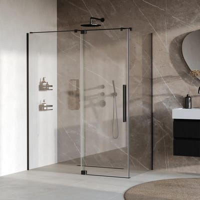 Brauer Stellar - Douchecabine met Draaideur - Helder Glas - 160x80x200 cm - Omkeerbaar - incl. Glascoating - Mat Zwart