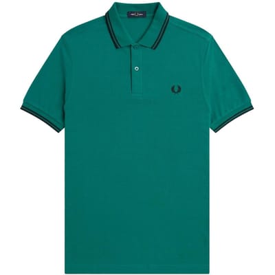 Fred Perry Herenpoloshirt met dubbele kraag (Muntgroen)