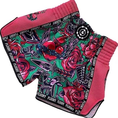 Fluory Muay Thai Kickboxing Shorts Roze Groen MTSF90A - XS