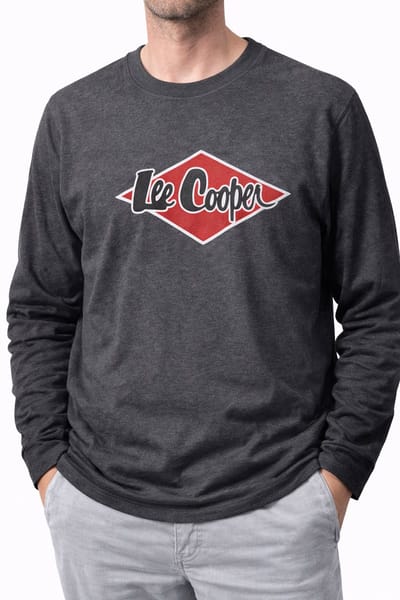 Sweater Lee Cooper L – Grijs gemêleerd (Gris Chiné Foncé) – Unisex trui met logo