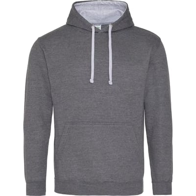 Just Hoods Varsity Hoodie JH003 - Charcoal (Heather)/Heather Grey - XL