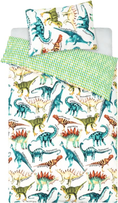 Dino Kinderdekbedovertrek - Eenpersoons dekbed met kussensloop - 140x200 cm - Polykatoen - Multi / Groen