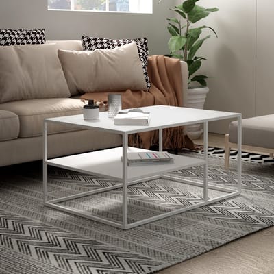 Salontafel Solund met plank 45x90x60 cm wit mat [en.casa]