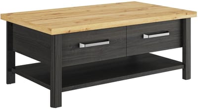 Belfurn - Salontafel Sequoia – 1 lade – zwart met eik artisan – 112 × 67 cm