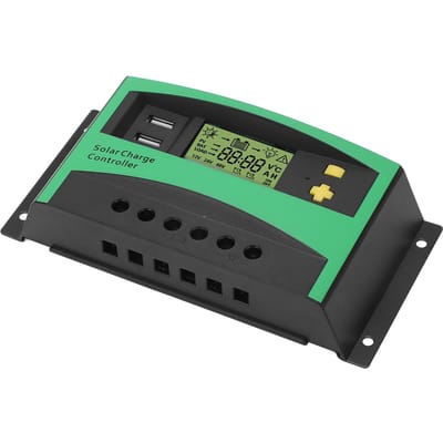 Zonne Laadregelaar PWM Paneel Regulator 12V 24V 30A met 2 USB 5V Uitgangen Camper Boot Benodigdheden black