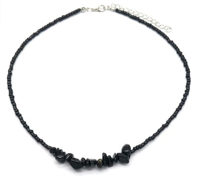She life style - zwarte ketting met stenen kralen - Zwart