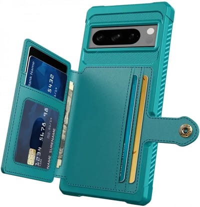Portemonnee Hoesje Geschikt voor de Google Pixel 8 Pro - Back Cover met Pasjeshouder - Telefoonhoesje voor Pinpas - Kaarthouder op Achterkant - Case met Magneet voor Auto Houder Groen