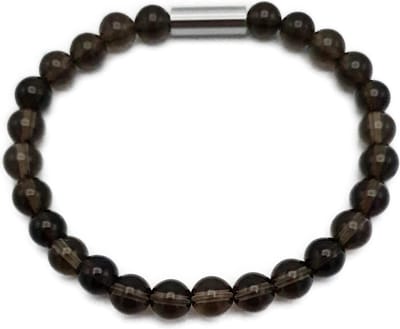 H-Beau - Handgemaakte Armband van Edelstenen - Natuurstenen - Rookkwarts Kralen - RVS Kraal - 8mm - lengte 20cm - Heren - Unisex - Gepolijst - Bruin - Sterrenbeeld - Horoscoop - Stier - Steenbok