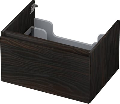 INK® wastafelonderkast 1 lade greeploos met houten keerlijst 60x45x35cm, intens eiken