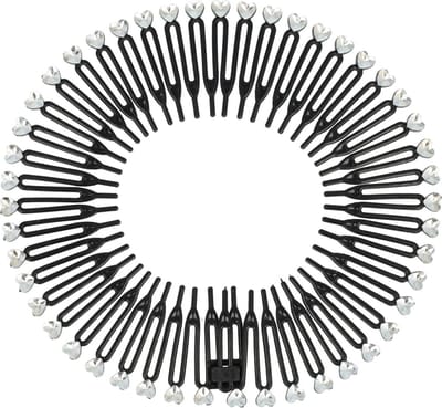 Haarsoires Haarband Diadeem – Kamdiadeem – Zigzag Hartjes – Flexibel Kunststof – Zwart Zilver - Stevige Haarband met Kammetjes voor Extra Grip - Haaraccessoire Haarfixatie - Comfortabel voor Dames & Meisjes - Universele Maat