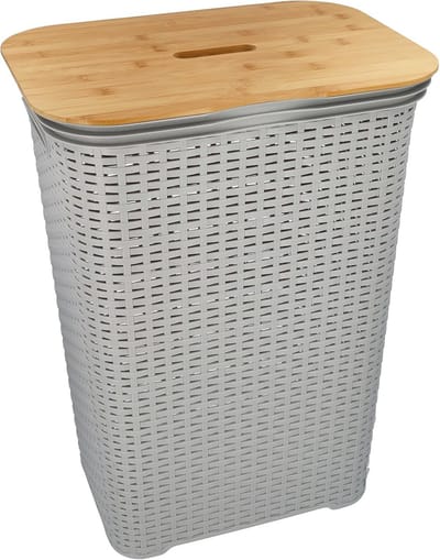 Grote Wasmand met Deksel - 65 Liter - Rotan Look en Bamboe - Vochtbestendig voor Badkamer en Slaapkamer