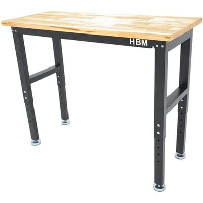 122 Cm. Professionele In Hoogte Verstelbare Werkbank Met Massief Houten Werkblad