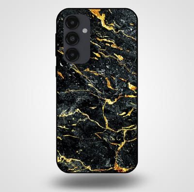Smartphonica Telefoonhoesje voor Samsung Galaxy A54 5G met marmer opdruk - TPU backcover case marble design - Goud Zwart geschikt voor Samsung Galaxy A54 5G