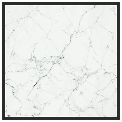 vidaXL - Salontafel - met - wit - marmerglas - 80x80x35 - cm - zwart