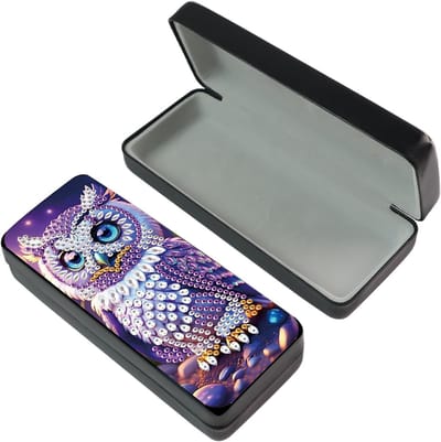 Diamant Schilderij Bril Etui voor Opberging van Zonnebrillen en Brillen - Beschermhoes met Uil Ontwerp en Creatieve Schildertechniek