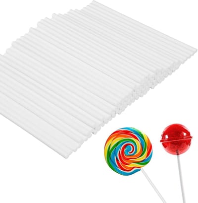 400 Stuks Herbruikbare Papieren Cake Pop Sticks - Witte Lollipop Stokken voor Taarten, Snoep en Desserts, 100×3.5mm