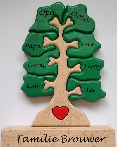 Gepersonaliseerde Stamboom puzzel 8 namen - geboorte - kraam cadeau - Vaderdagcadeau - moederdagcadeau - Babygeschenkset