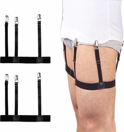 Fako Fashion® - Overhemd Bretels Set - Elastische Shirt Stays Garters - Zwart