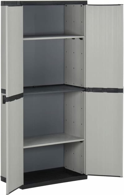 DailySupplies® Tuinkast - Tuinkist - Tuinkasten voor Buiten - Tuinberging - Kunststof -Grijs met zwart