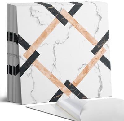 Coloray Plaktegels - Geometrische marmerpatronen Portugese Tegels - 30 cm x 30 cm - Zwart Plaktegels - 9 stuks - Vierkant PVC Tegels - Plaktegels Keuken - Zelfklevende Vloertegels - Vinyl Tegels - Zelfklevende Tegels