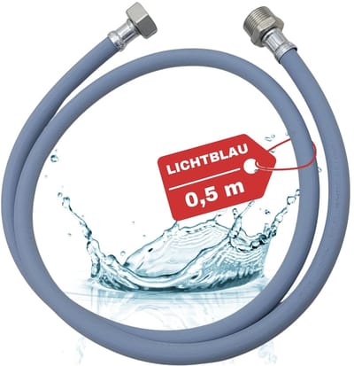 Aanvoerslangverlenging met metalen schroefdraad, 0,5 m, voor wasmachine en vaatwasser, 3/4 inch, watertoevoerslang, verlenging, universeel inzetbaar