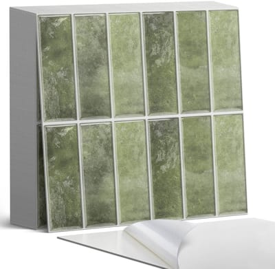 Coloray Plaktegels - Geometrisch tegelpatroon Zelfklevende Tegels - 20 cm x 20 cm - Groente Plaktegels - 20 stuks - Vierkant PVC Tegels - Plaktegels Badkamer - Plaktegels Vloer - Vinyltegels Vloer Zelfklevend - Wandtegel Zelfklevend