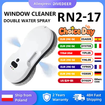 DIVEDEER Tweerichtingsspray glazenwasser machine grote zuigkracht Smart Automatische huishoudelijke hoogbouw glazen raamreinigingsmachine