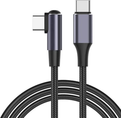 DrPhone UC1 USB C naar USB C - 100W 5A/20V - 90 graden haaks – PD 3.0 Supersnelle oplaadkabel - Nylon Gevlochten - DataSynchronisatie - 1M - Zwart