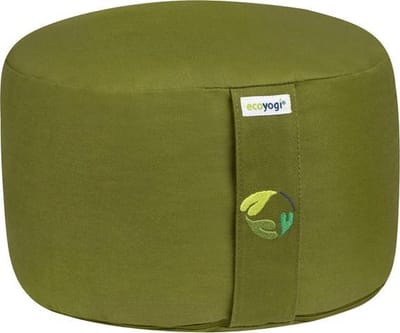 Meditatiekussen Ecoyogi Olijf Groen Rond Extra Hoog 20 cm x 30 cm (Hoogte x Diameter) – Wasbare Buitenhoes – Aanpasbare Boekweit Vulling - 100% Gecertificeerd Biologisch Katoen | GOTS Gecertificeerd - Duurzaam Yoga zit kussen – Yogakussen