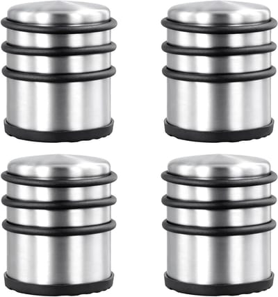 Deurstoppers 4-pack - RVS met rubberen ringen - Geen boren nodig - Sterke en duurzame oplossing - ShopVlot