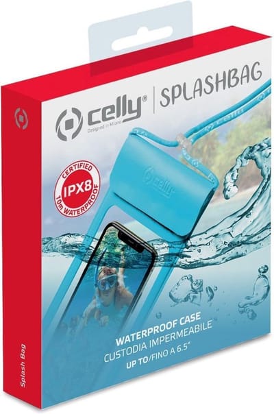 Splashbag Beschermhoes XL voor Smartphone, Blauw - Celly