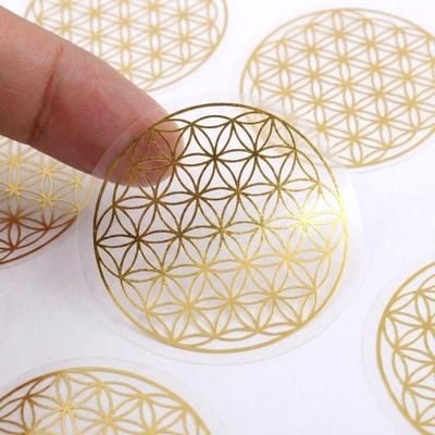 Dailygoods- Levensbloem Stickers 120 Stuks - Transparante Sticker - Spirituele Symbolen - Zelfklevend - Decoratie - Glanzende Metaalfolie - Decoratiestickers