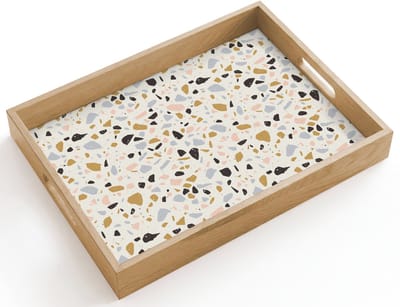 Dienblad hout 40x30 cm - Schootdienblad - Terrazzo - Patroon - Neutraal - Zacht - Multi - Borrelplank rechthoek - Plateau dienbladen