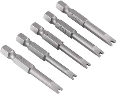Set van 5 U-vormige magnetische schroefbitjes van 50 mm met 1/4 inch hex shank, geschikt voor precisiewerk, metaal en houtbewerking