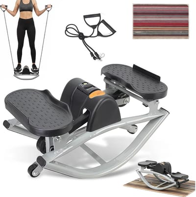 Fitness Stepper - Home Trainer - Geluidsloos Trainen - Hydraulische Damping - 50x25x25cm - Zwart