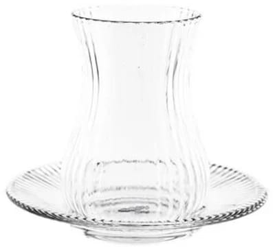 Mulex theeglazen set – MX151576 – hittebestendig – helder – 6x200 ml, geribbeld