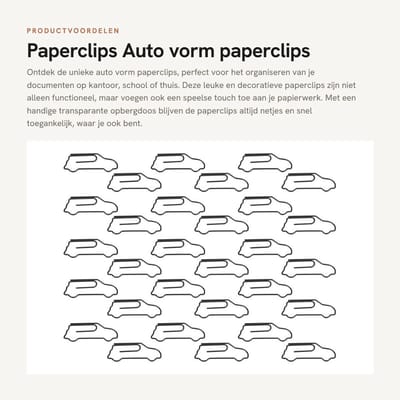 Dailygoods- Paperclips 30 stuks - Auto Vorm - Decoratieve Klemmen - Transparante Opbergdoos - Kantoor/School - Veelzijdig Gebruik - Kantoorbenodigdheden