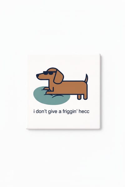 Grappige Teckel Keramische Tegel – “I Don’t Give a Friggin’ Hecc” Honden Quote Wanddecoratie Cadeau voor Hondenliefhebbers