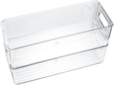 Set van 2 Transparante Koelkast Organizers met Handvat voor Keuken, Koelkast en Kasten - Ideaal voor Cosmetica en Kantoorbenodigdheden