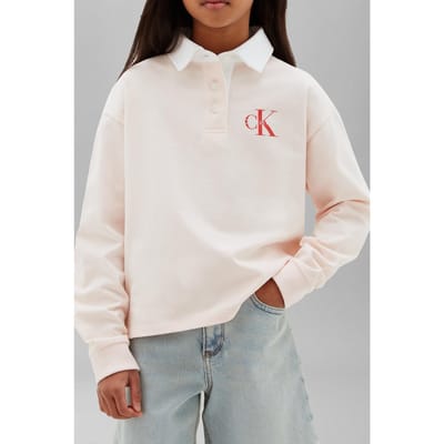 Calvin Klein Girls Mini Me Rugby Monologo Mangano Calcite Taglia: 6 | Maglioni Outlet | kids