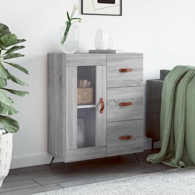 vidaXL - Dressoir - 69,5x34x90 - cm - bewerkt - hout - grijs - sonoma - eikenkleurig
