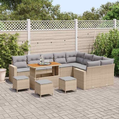 vidaXL - Tuinbank - Set - 14 - st - 11-Aantal - zitplaatsen - Beige - en - Lichtgrijs