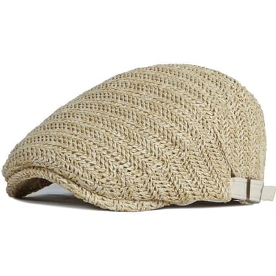 Zomer Baret Hoed Mannen Volledig Gaas Visgraat Pet Ademende Vizier Ivy Pet Voor Vrouwen Dagelijkse Slijtage Zonneklep Cabbie Hoed Vizier Adjustable 55to60cm beige