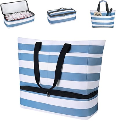 Dailygoods- Strandtas XXL met koelvak - Vouwbare waterdichte strandtas - Grote strandtas - Outdoor tas - 50 x 29 x 49 cm - Oxford-stof - Koeltas