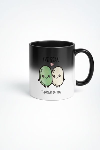 Magische Mok I've Bean Thinking of You - Warmtegevoelige Koffiemok met Leuke Bonen Pun - Romantisch Cadeau