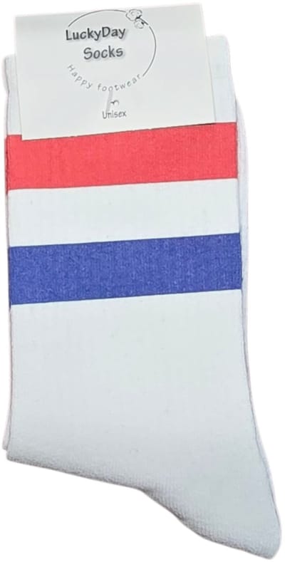 Nederlandse vlag - Holland Sokken - leuke sokken - sport sokken - Nederland - witte sokken - tennis sokken - sport sokken - valentijns cadeau - sokken met tekst - aparte sokken - grappige sokken - Socks waar je Happy van wordt - maat