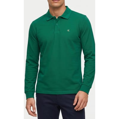 Calvin Klein Ls Casual Pique Polo Deco Green Taglia: S | Maglie a manica lunga Outlet | Uomo | Verde