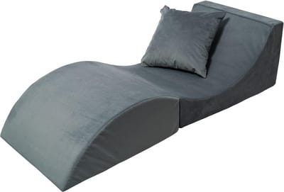Vouwbank Poef Tafel - 3 in 1 Meubel - Ontspannen Zitten - Compact Opvouwbaar - 60x150x40cm - Grijs