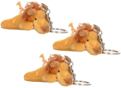 Nature Planet Pluche Leeuw knuffel sleutelhanger - 6x - 6 cm - Speelgoed dieren sleutelhangers