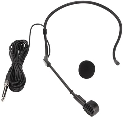 Dailygoody - Professionele Hoofdtelefoonhoofdmicrofoon - Dynamische Oorhaakmicrofoon - Ergonomisch Ontwerp - Zwart - Karaoke Microfoon - 16,4 Ft Bekab...